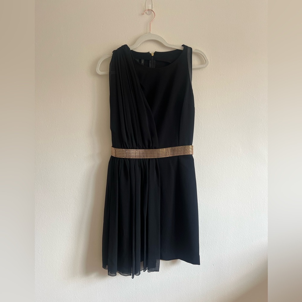 Mango Black Dress with Gold Accents